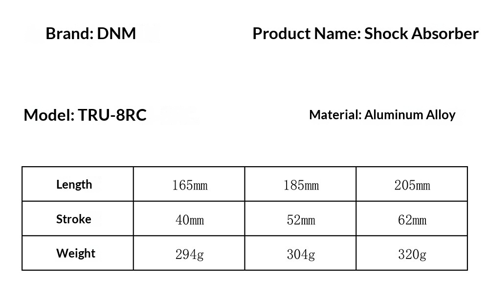 DNM TRU-8RC Air Rear Shock Absorber Trunnion Mount Bike Suspension 3-Step Lockout Rebound Adjustable