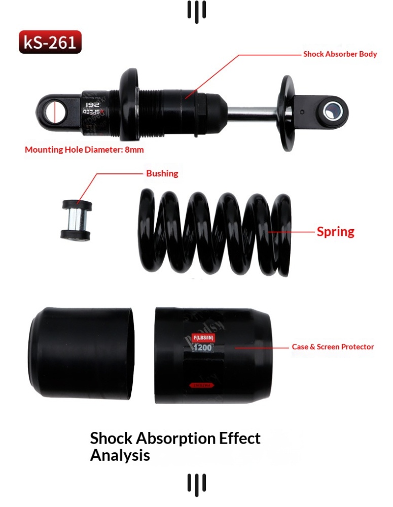 Kindshock KS Shock Absorber KS Rear shock absorber Coil Spring Rear Suspension for Folding Bike E-Bike Scooter MTB Soft Tail Frame