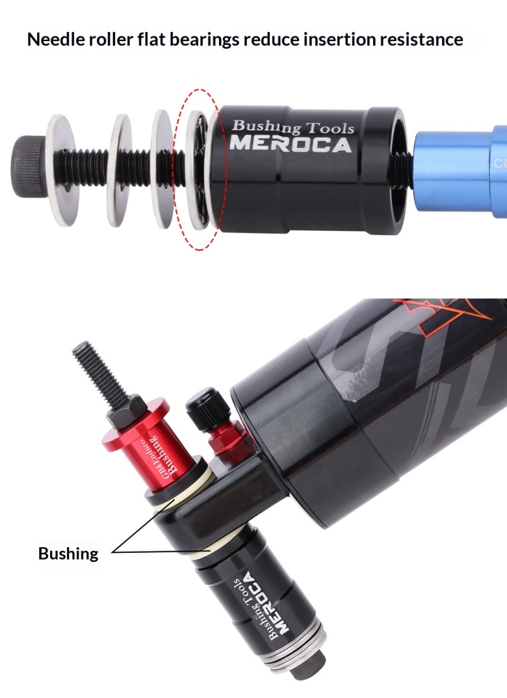 MEROCA Rear Shock Bushing Removal Installation Tool, Aluminum Alloy MTB DU Bushing Press Tool, Item No. Bushing-Removal-Tool