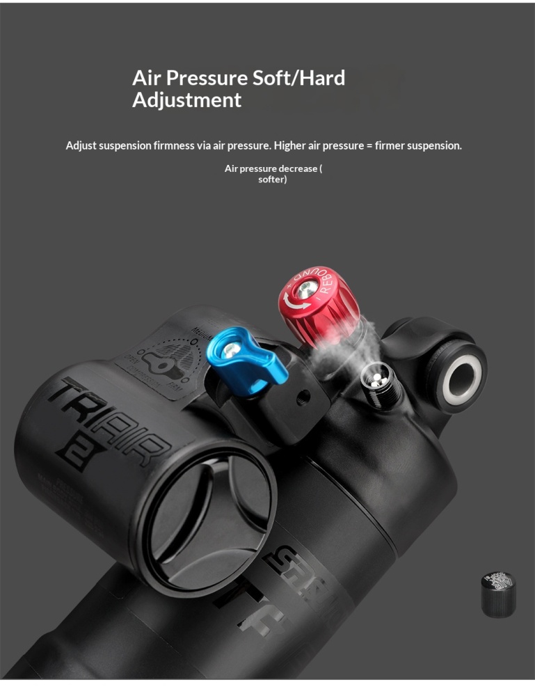 SR SUNTOUR TRIAIR 2 Air Rear Shock 250x70mm MTB DH Suspension Damper, Item No. Suntour-250MM-Air-Shock