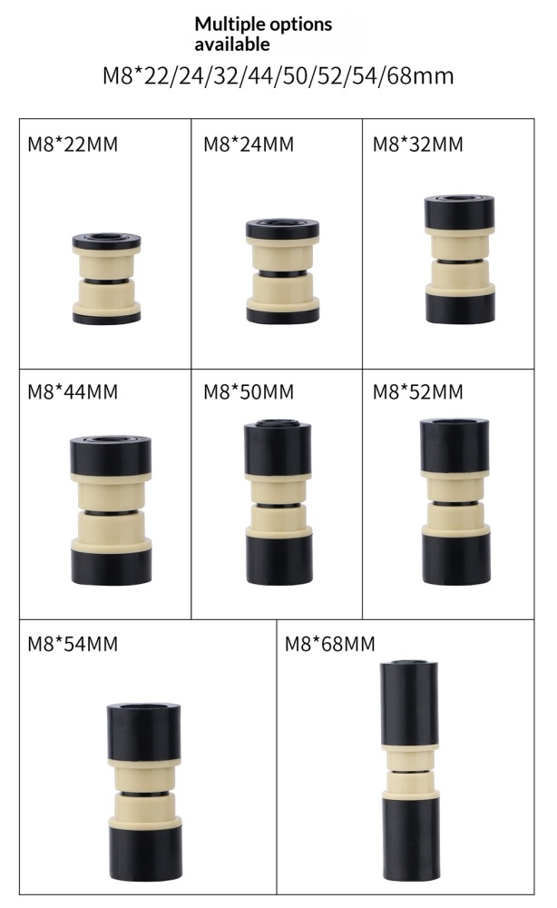 Aluminum Alloy DU Rear Shock Bushing Kit M8x22-68mm New-AL-DU-Bushing for MTB Full Suspension Frame Shock Mount