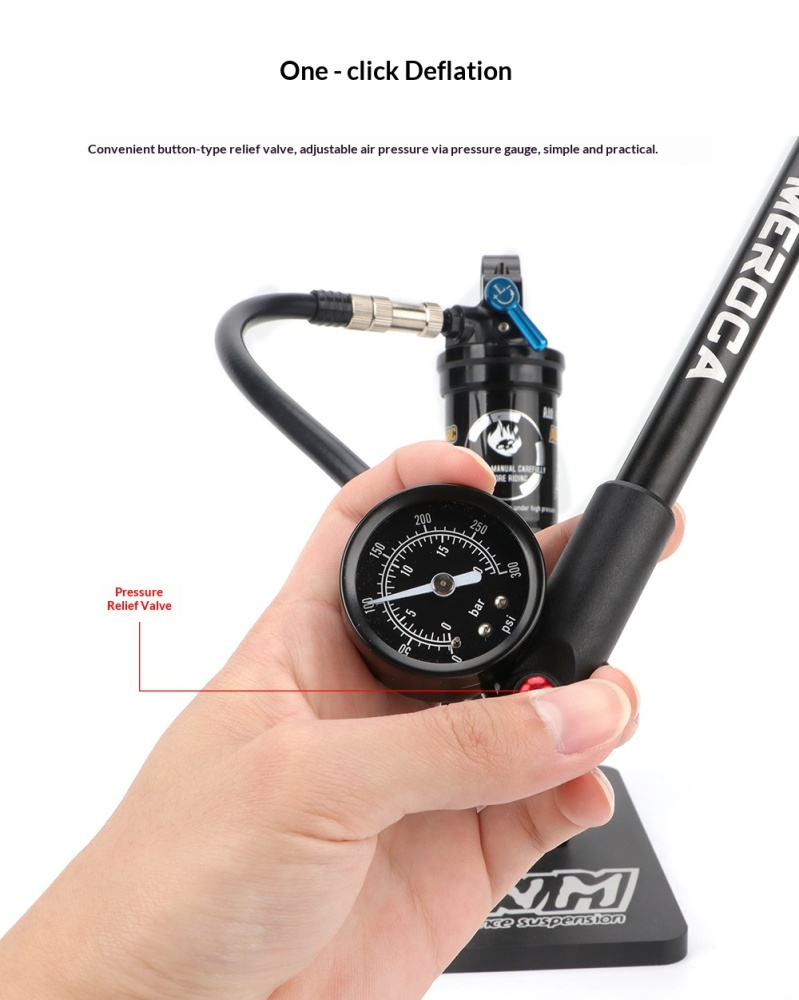 MEROCA-300PSI-PUMP Portable High Pressure Shock Pump for Bicycle Suspension Fork, Rear Shock & Tires