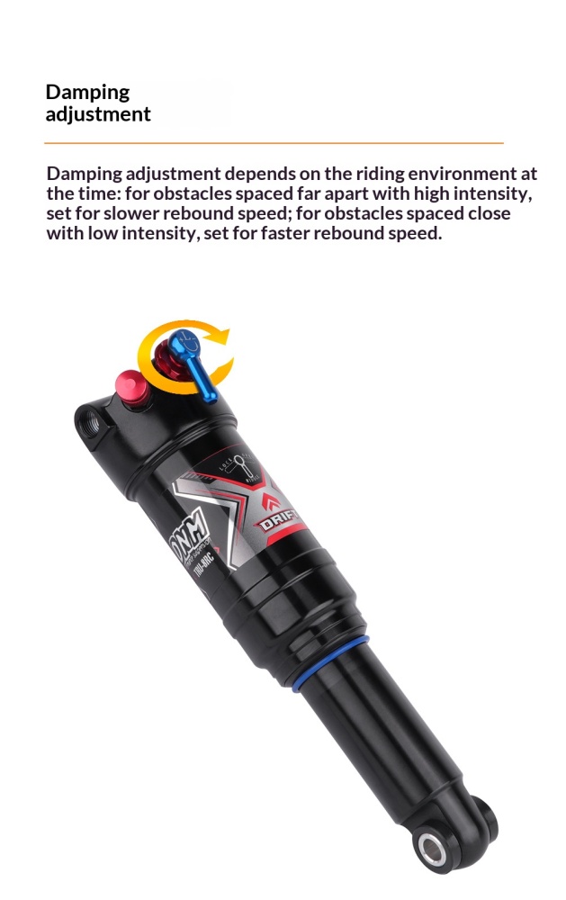 DNM TRU-8RC Air Rear Shock Absorber Trunnion Mount Bike Suspension 3-Step Lockout Rebound Adjustable