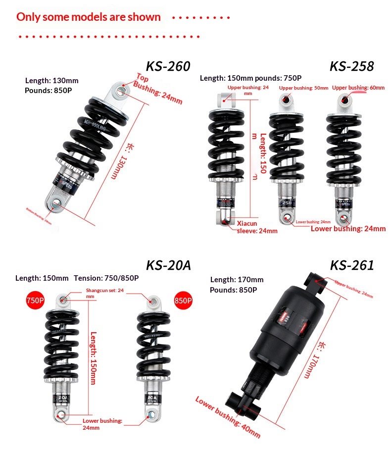 Kindshock KS Shock Absorber KS Rear shock absorber Coil Spring Rear Suspension for Folding Bike E-Bike Scooter MTB Soft Tail Frame