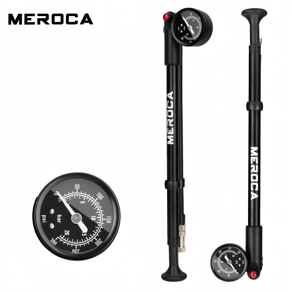 MEROCA-300PSI-PUMP Portable High Pressure Shock Pump for Bicycle Suspension Fork, Rear Shock & Tires