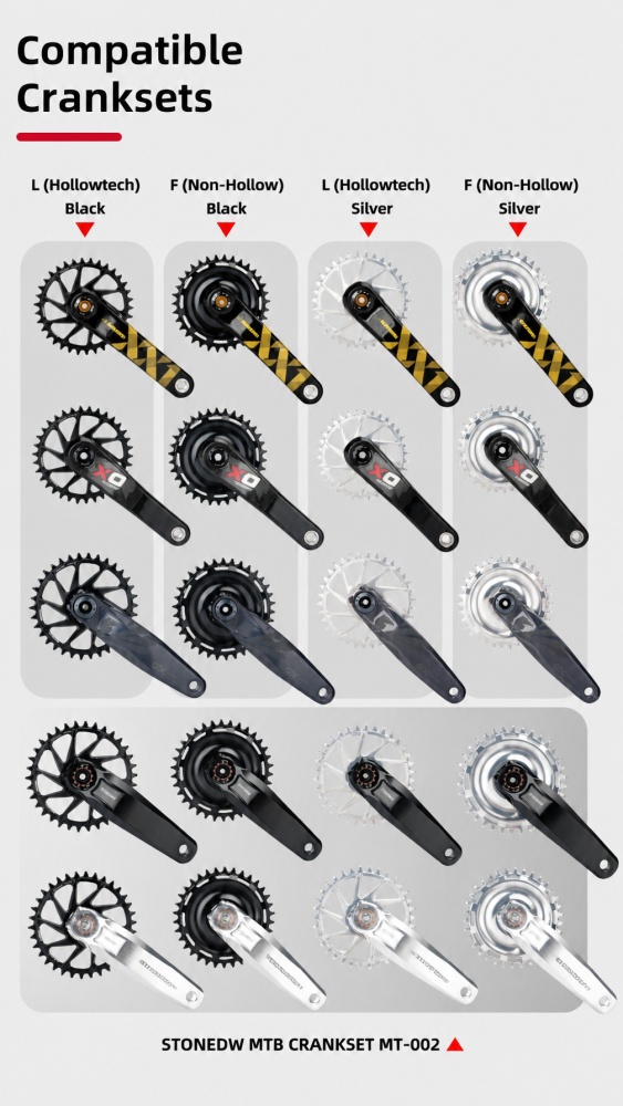 STONE Direct Mount Chainring 6mm offset 3 bolts interface GXP Narrow-Wide Single Chainring for MTB & Gravel Bike (26T-40T)