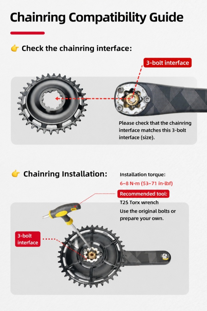 STONE Direct Mount Chainring 6mm offset 3 bolts interface GXP Narrow-Wide Single Chainring for MTB & Gravel Bike (26T-40T)
