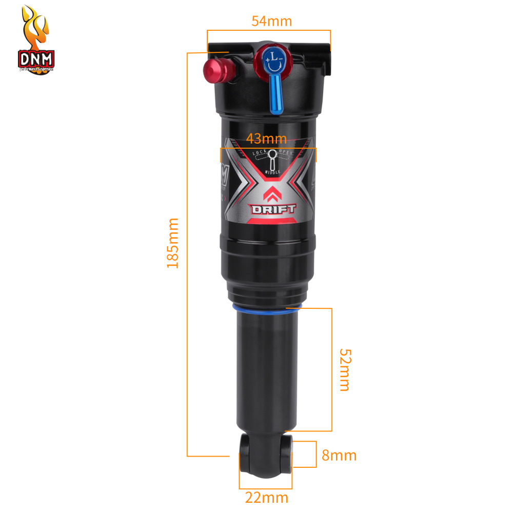 DNM TRU-8RC Air Rear Shock Absorber Trunnion Mount Bike Suspension 3-Step Lockout Rebound Adjustable