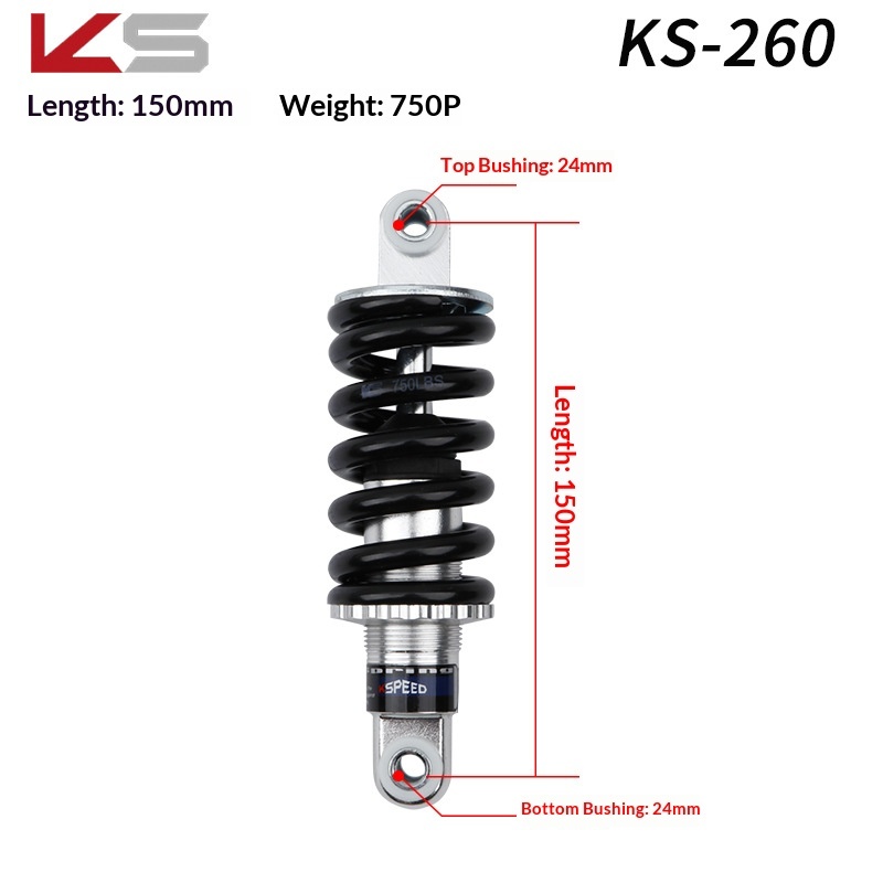 Kindshock KS Shock Absorber KS Rear shock absorber Coil Spring Rear Suspension for Folding Bike E-Bike Scooter MTB Soft Tail Frame