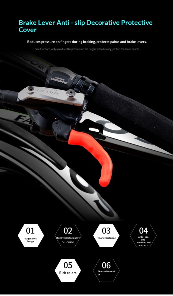 RISK RA140 Silicone Brake Lever Cover Anti-Slip Protector Sleeve for MTB, BMX, Fixed Gear Bike, 1 Pair