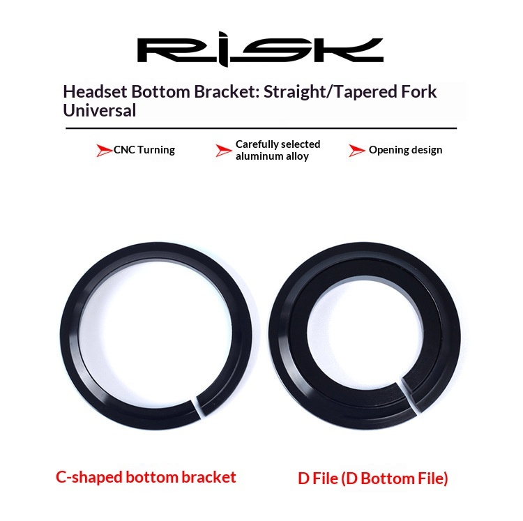 RISK RA133 Bicycle Headset Crown Race Adapter, Tapered to Straight Fork Compatible, 45° Split Design