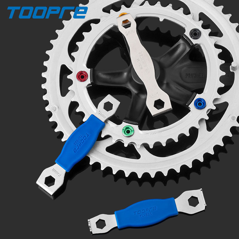TOOPRE Professional Crankset Bolt Tool – Dual-Ended Chainring Nut Wrench for MTB & Road Bike Drivetrain Maintenance, Hardened 45# Steel, Ergonomic Anti-Slip Grip
