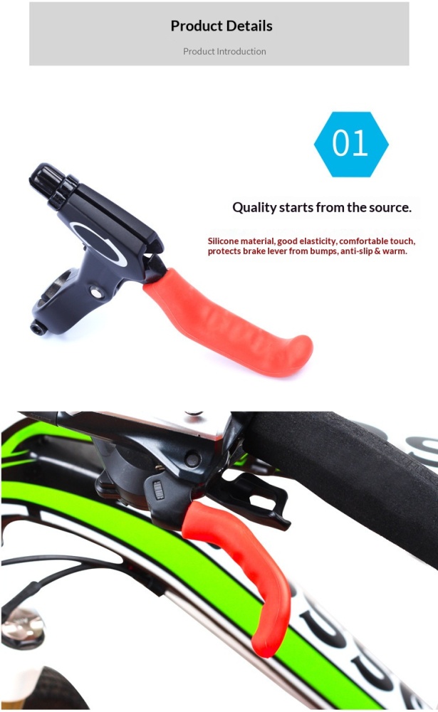 RISK RA140 Silicone Brake Lever Cover Anti-Slip Protector Sleeve for MTB, BMX, Fixed Gear Bike, 1 Pair
