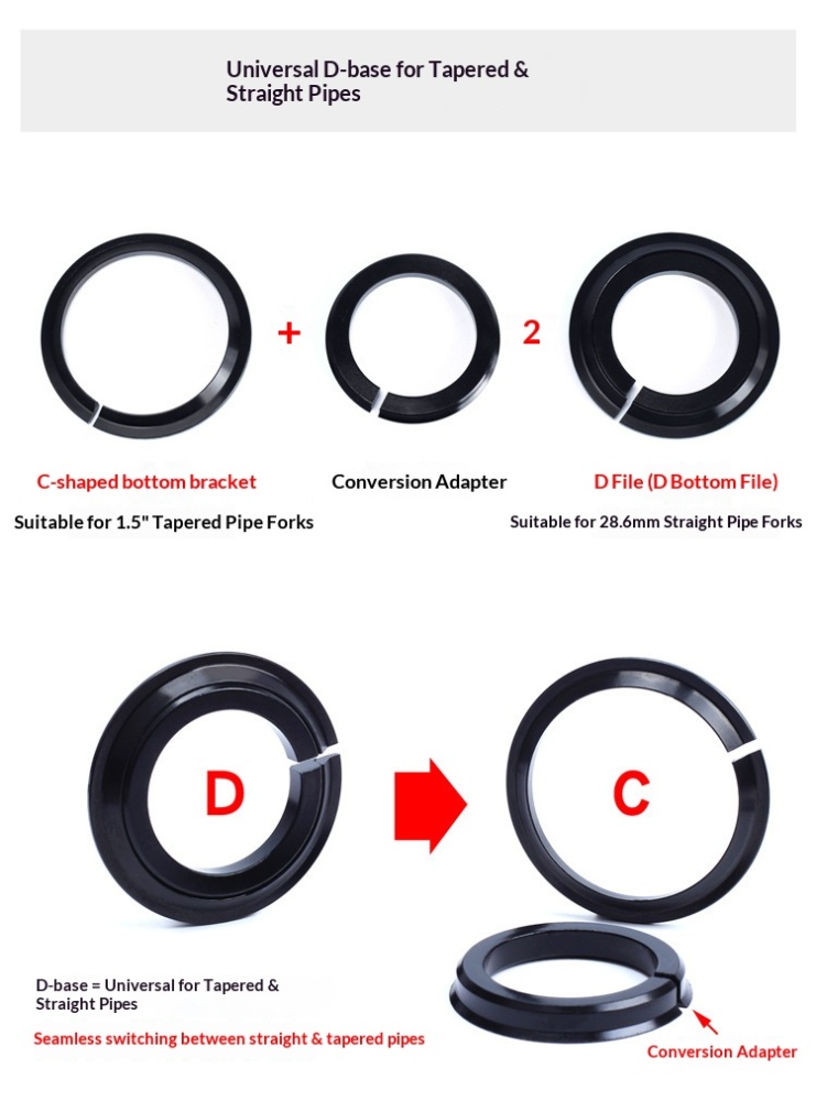RISK RA133 Bicycle Headset Crown Race Adapter, Tapered to Straight Fork Compatible, 45° Split Design