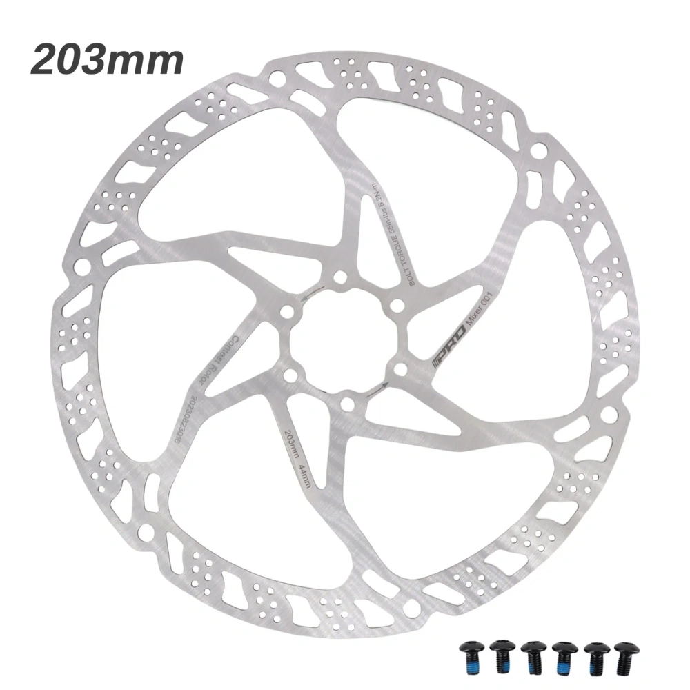 IIIPRO Bike Disc Brake Stainless Steel Rotor 160mm 180mm 203mm for MTB Road Bike Lightweight 6 Bolts G3 Brake Rotor Silver