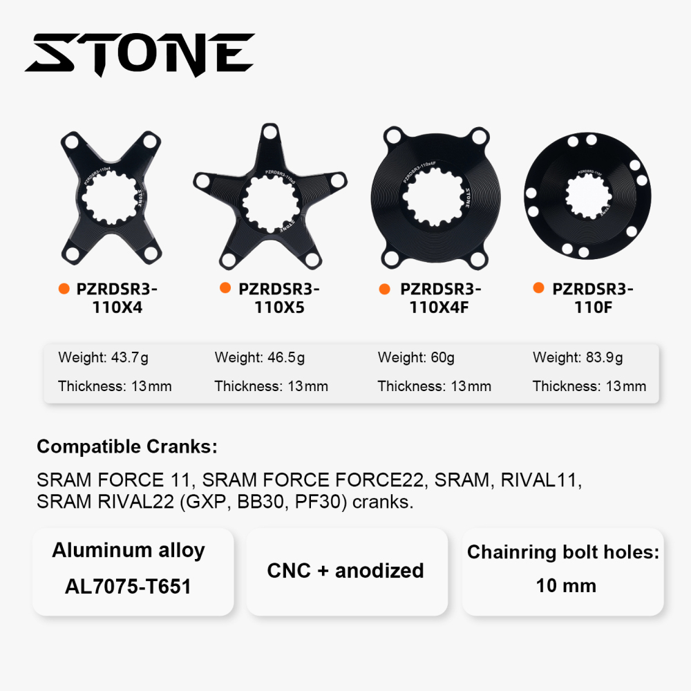 Stone Chainring Spider Adapter Converter GXP To 110BCD 4 bolts 5 Arms for Sram FORCE RIVAL RED Road Bike Crank for 1x 2x direct mount 3 bolts pins