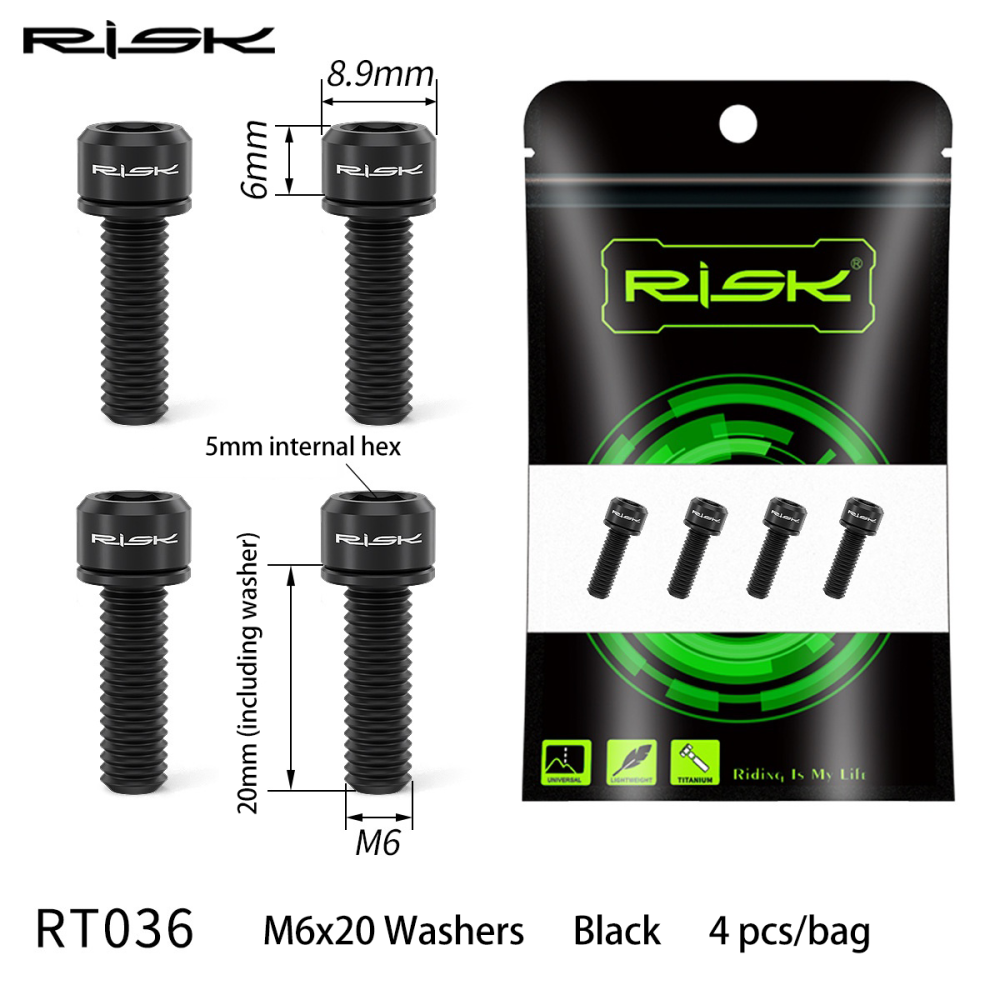 RISK Mountain Bike M6x18/20 Brake Caliper Colorful Titanium Alloy Washer Screws