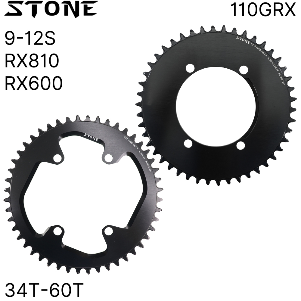 Stone Round Chainring 110 BCD for Shimano Gravel GRX FC RX810 RX600 34 36 38 40 42 46 58T 60T Tooth Road Bike Chainwheel 110bcd