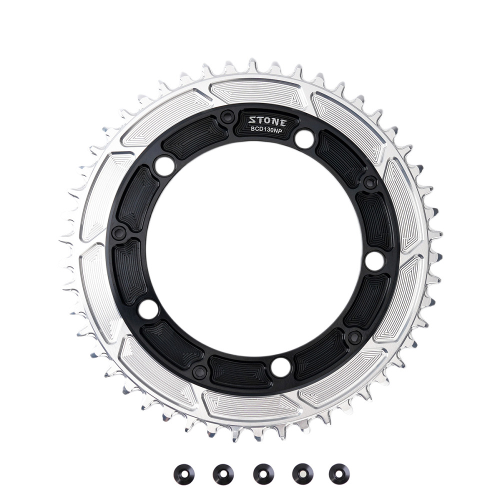 Stone 130BCD Round Chainring 4MM Offset Aero for Shimano 5700 6700 Round 42t 44T 46 48 50 52 55 58T 60T Road Bike ChainWheel 130bcd for Sram Red