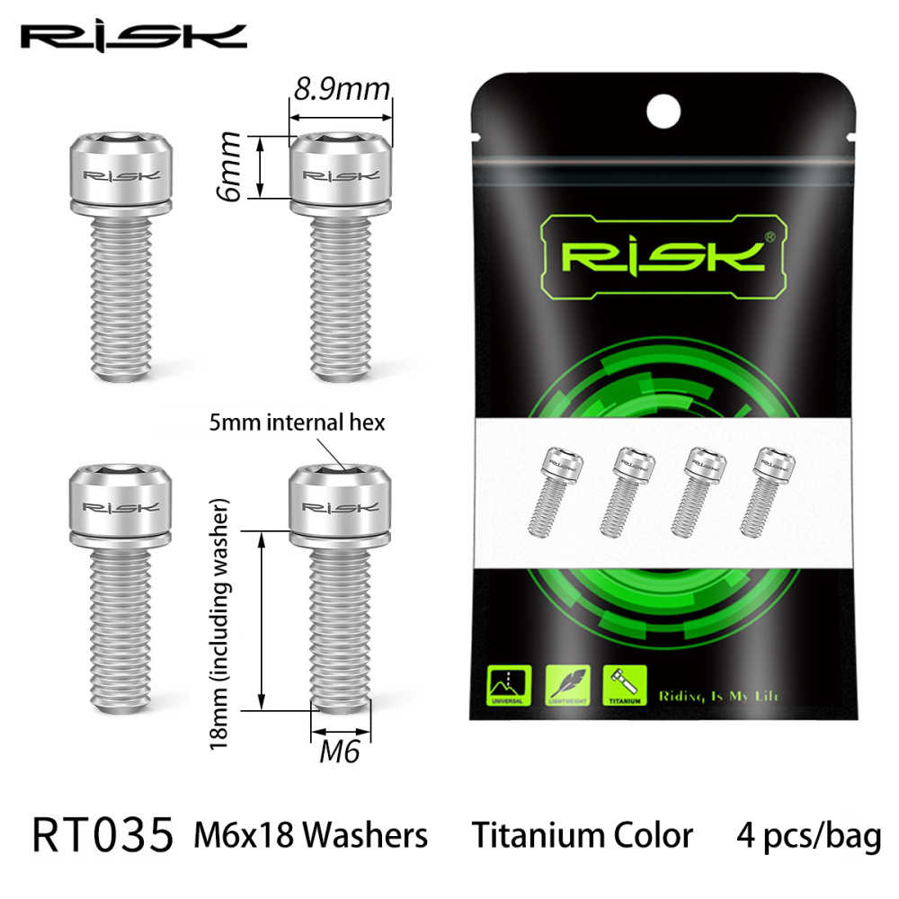 RISK Mountain Bike M6x18/20 Brake Caliper Colorful Titanium Alloy Washer Screws