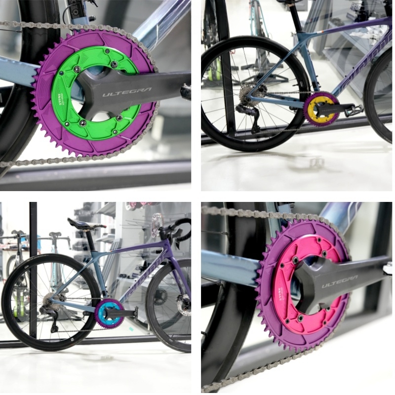 Stone Round AERO Colorful Chainring Inward 4mm Offset 110BCD 1x for Shimano 105 R7000 UT R8000 DA R9100 R9200 5800 6800 9000 Road Bike 12s 12 Speed