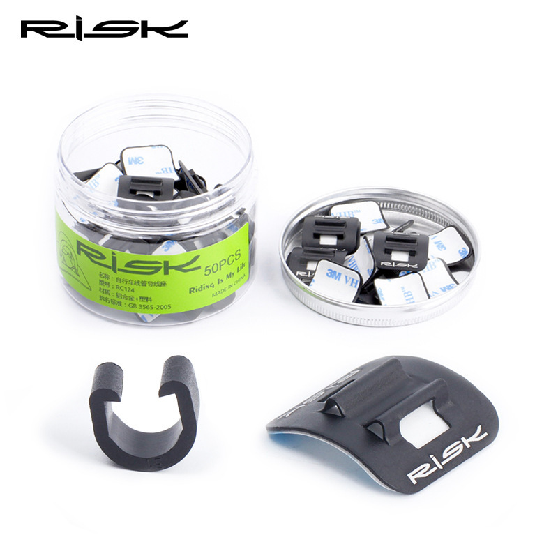RISK C-Type Cable Cutter Frame Cable Guide Bicycle Cable Hose Double-sided Adhesive Aluminum Alloy Oil Pipe Fixing Seat