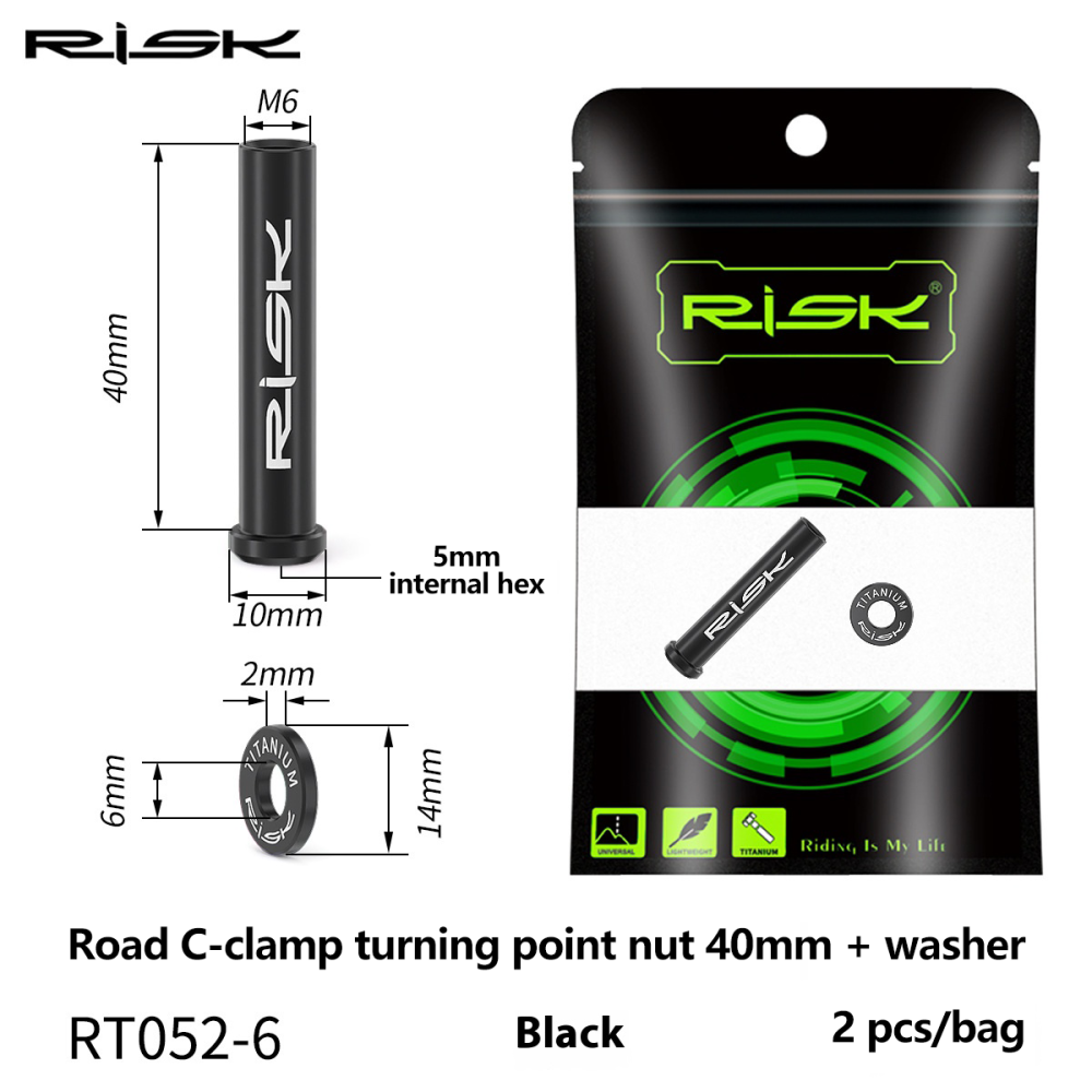 RISK RT052 Titanium M6 Road Bike Brake Caliper Pivot Nut Set with Washer 10–40mm