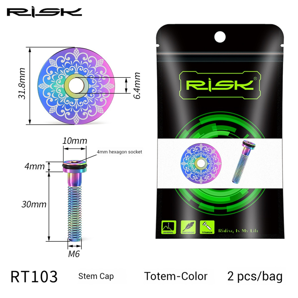 RISK Titanium Alloy Headset Cap for Mountain and Road Bikes 28.6mm Fork