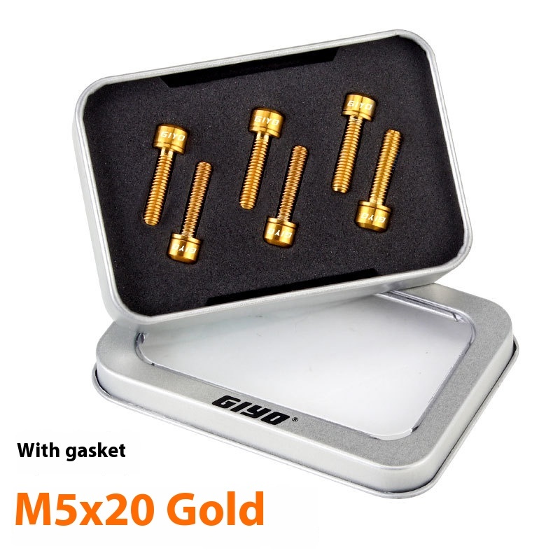 GIYO Titanium Alloy Stem Bolts M5x18/20 with Washers Mountain and Road Bike Handlebar Fixing Bolts