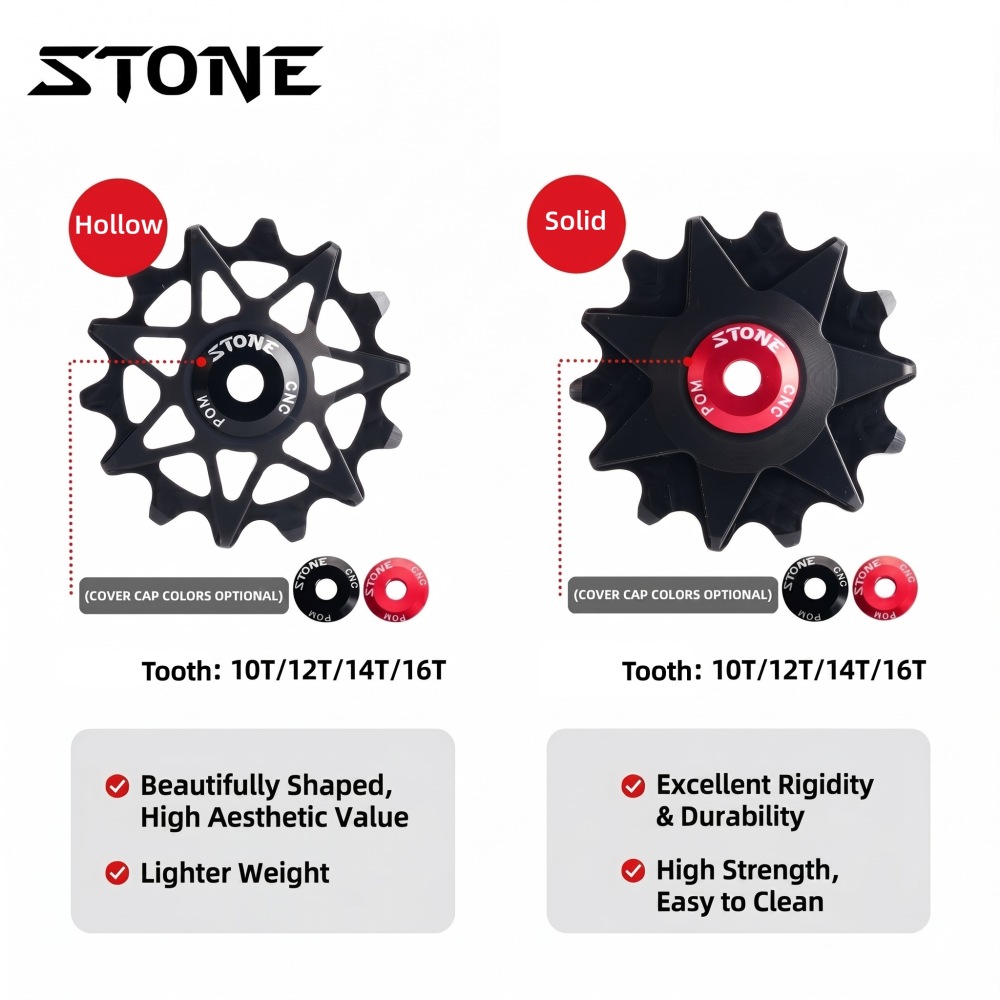 Stone Narrow Wide 12 Speed Pulley Wheel Gear Guide Roller Jockey 10t 12t 14t 16t High Strength Resin Smooth Bearing Solid Aero 9-12s