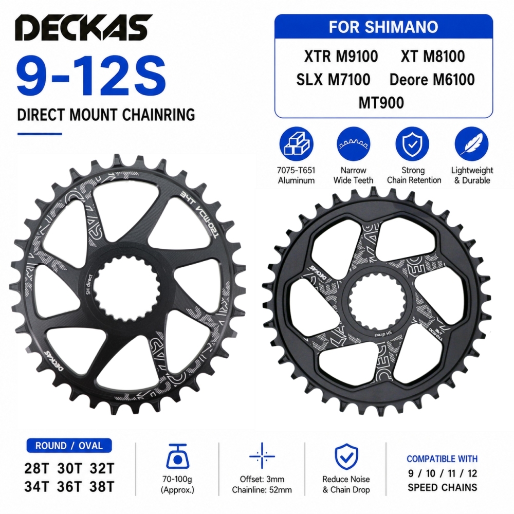 Deckas Direct Mount Chainring Round oval for 12 speed Shimano m9100 m8100 m7100 m6100 xtr 28 30 32 34 36 38T  Chainwheel  12s tool  M9200 M9220