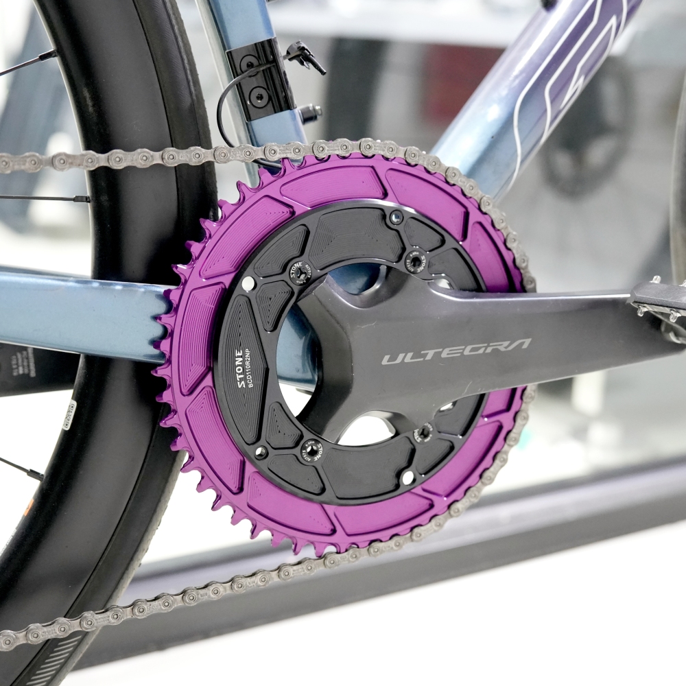 Stone Round AERO Colorful Chainring Inward 4mm Offset 110BCD 1x for Shimano 105 R7000 UT R8000 DA R9100 R9200 5800 6800 9000 Road Bike 12s 12 Speed