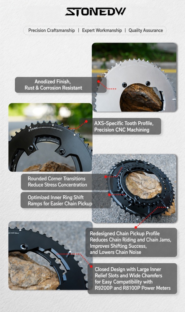Stone 110bcd Double Bike Chainring aero hollow for Sram AXS Flattop 12 13 Speed for Shimano Sigeyi Magene QUARQ R7000 R7100 R8000 R8100 R9100 R9200 4700 5800 6800 9000
