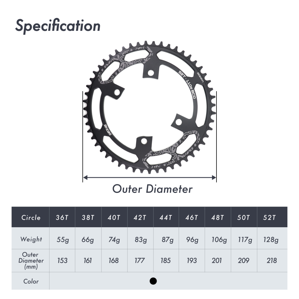 Deckas 110BCD Narrow Wide Road Bike Chainring 1x 9/10/11/12 Speed for Shimano R7100 R8100 R9200 R7000 R8000 GRX RX810 RX600