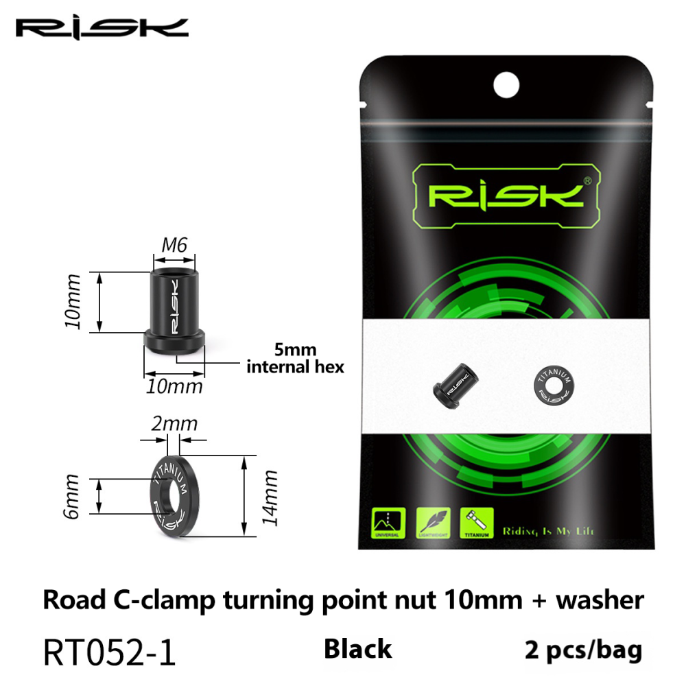 RISK Titanium Alloy Road Bike C-Brake Caliper Nut Brake Pivot Fixing Screw Washer UT6800 DA
