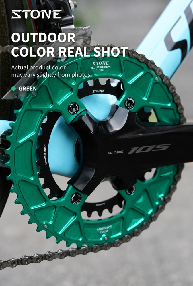 Stone 110bcd Round Double Chainring for Shimano 105 R7100 UT R8100 DA R9200 Di2 Road Bike 58 56 55 54 52 53 52 50 48 46 42 40 39 36 34 32T