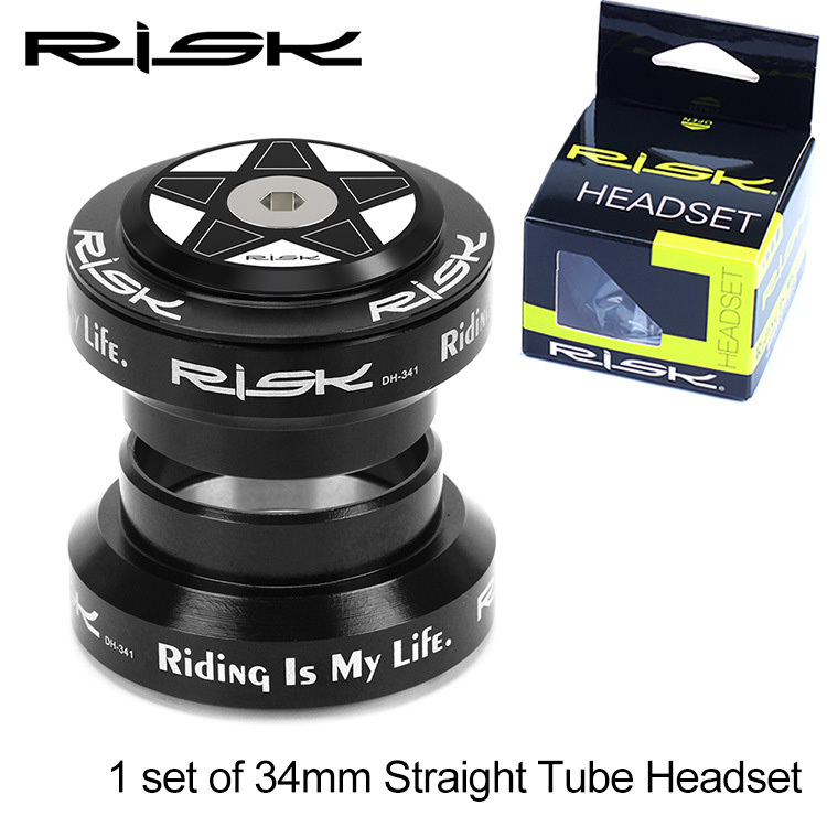 RISK 34mm Straight Tube Headset Bearings Road/Fixed Gear Bike 28.6mm External Headset Fork Assembly