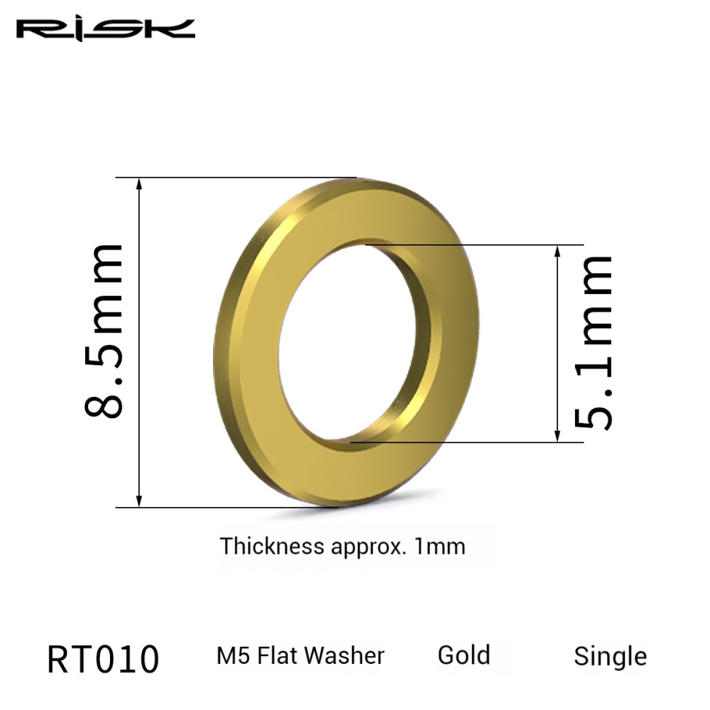 RISK Titanium Alloy M5/6mm Screw Washers Gold and Colored Flat Washers for Mountain Bikes