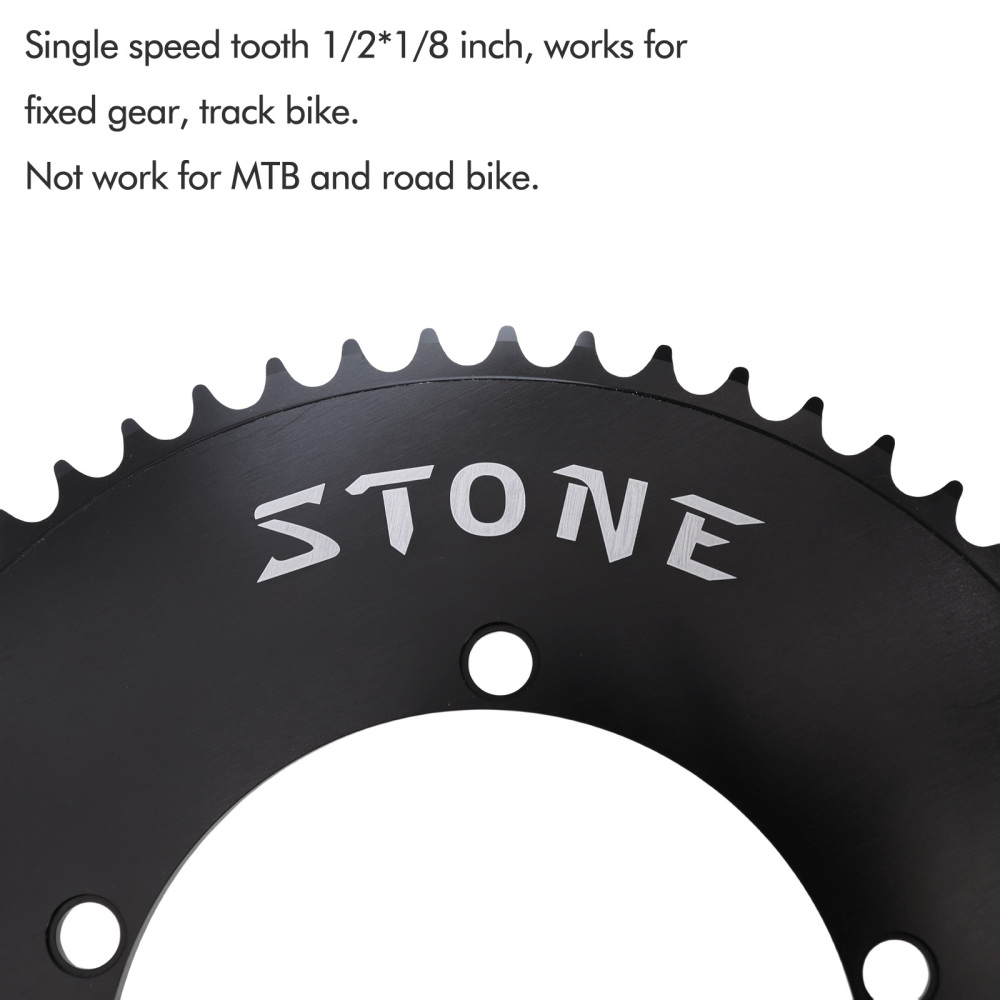 Stone 130 BCD Chainring for Single Speed Fixed Gear Fixie Track Bike Round 42T-60T Chainwheel 1/2" x 1/8" Chain