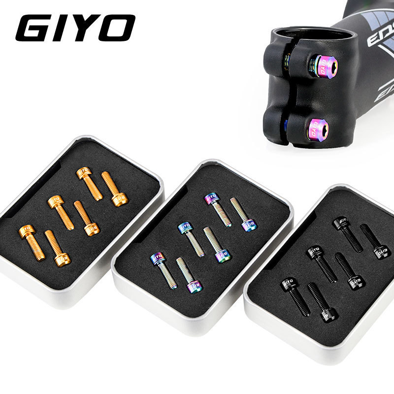 GIYO Titanium Alloy Stem Bolts M5x18/20 with Washers Mountain and Road Bike Handlebar Fixing Bolts