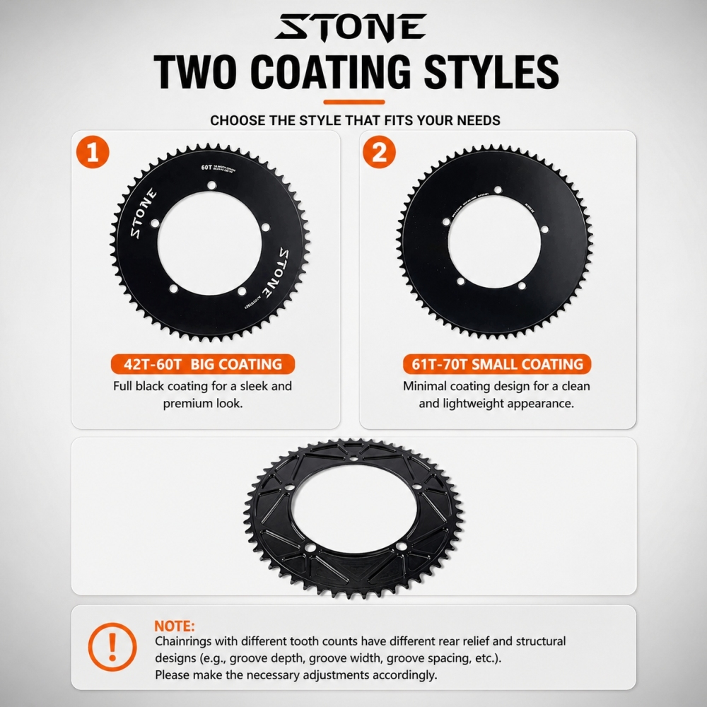 Stone 144BCD Round Chainring 42T-70T for Fixed Gear Track Bike Fixie Single Speed Bicycle 5-Bolt 1/2" x 1/8" Chain 7075 Aluminum Chainwheel