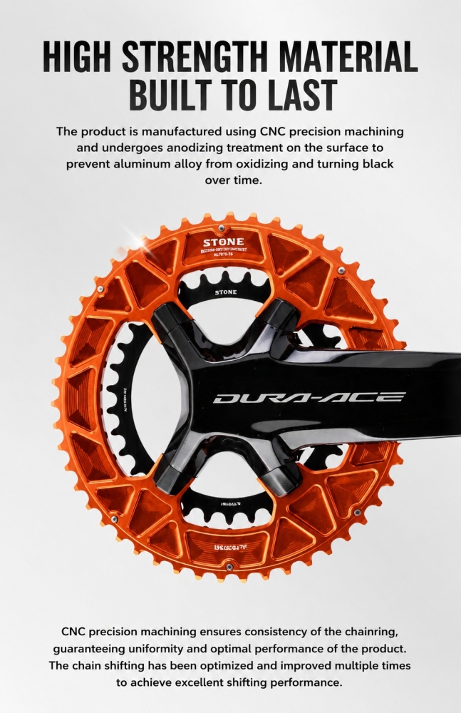 Stone 110bcd Round Double Chainring for Shimano 105 R7100 UT R8100 DA R9200 Di2 Road Bike 58 56 55 54 52 53 52 50 48 46 42 40 39 36 34 32T