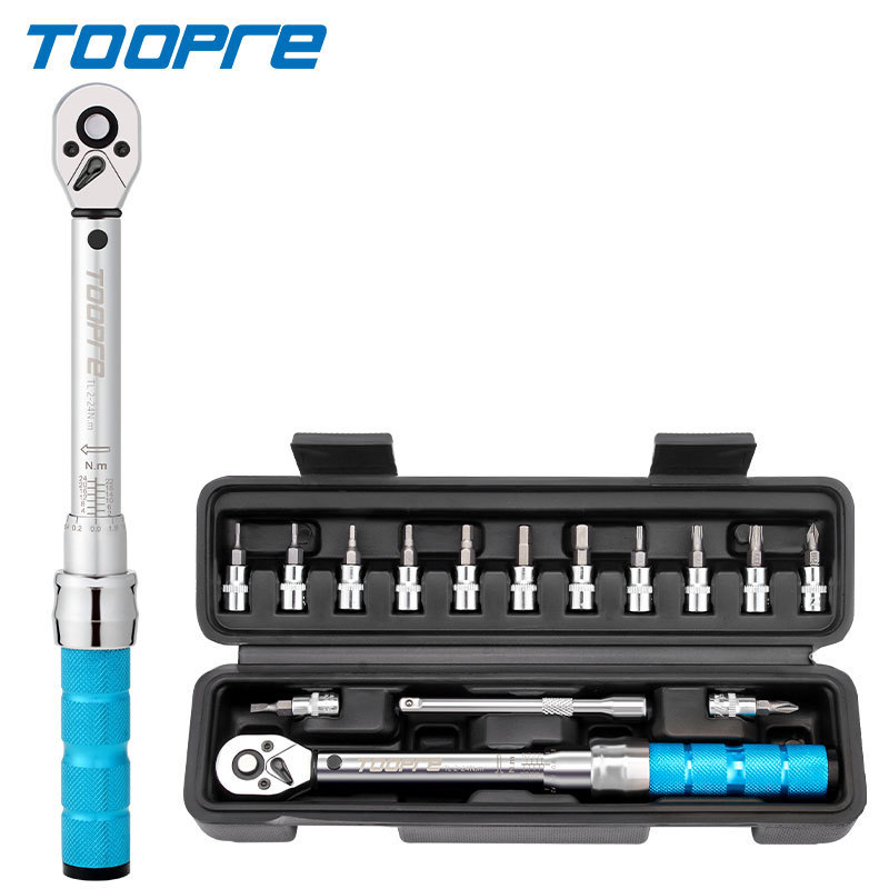 TOOPRE Bicycle Torque Wrench Preset Adjustable Torque 1/4 inch Drive 2-24NM Ratchet Wrench Set