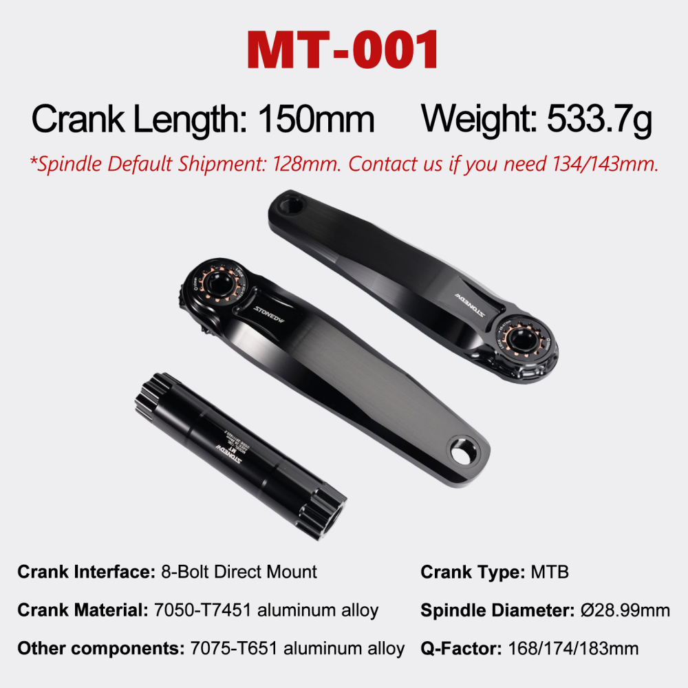 Stone MTB Bike Crankset 28.99mm DUB 8 Bolts Pins Alu 7050-T7451 150 155 160 165 170 175mm Crank for AXS T-type flattop XX1 29mm bike STONEDW XPLR 12s 13s