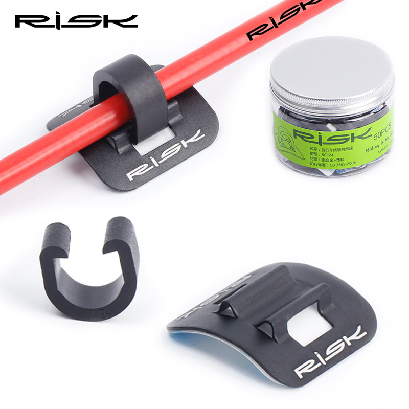 RISK C-Type Cable Cutter Frame Cable Guide Bicycle Cable Hose Double-sided Adhesive Aluminum Alloy Oil Pipe Fixing Seat