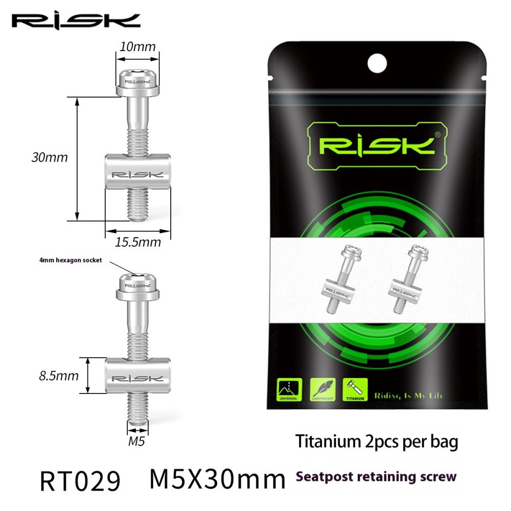 RISK Titanium Alloy Stem M5x30/40mm Handlebar Seatpost Fixed Screws RT029/RT030