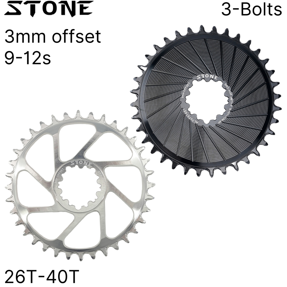 Stone Bike Chainring 3mm Offset Direct Mount Round 3 pins bolts gxp for Sram X9 X0 XX1 X01 26 28t 30t 32 34t 36 38 40T Boost 148mm aero hollow