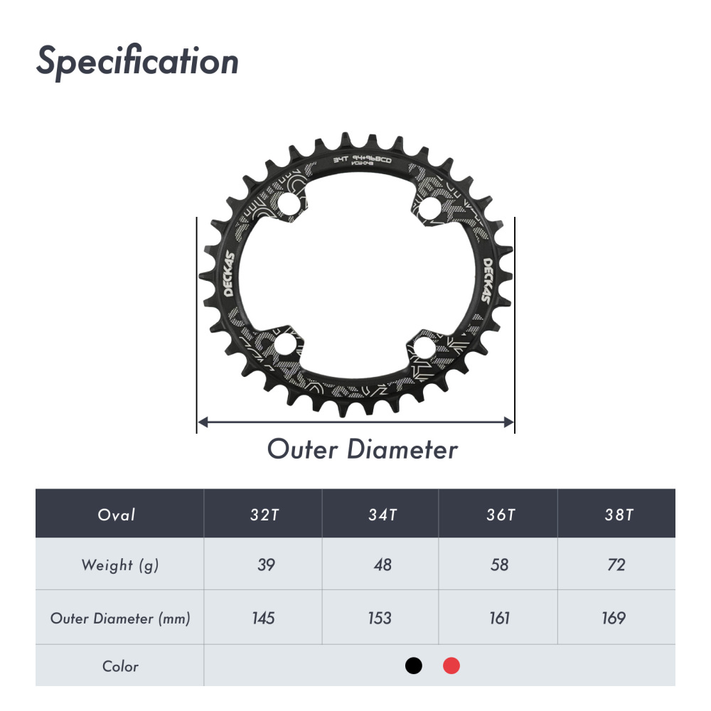 Deckas Chainring 96BCD 94BCD Round 32t 34t 36t 38t Tooth Plate MTB Mountain Bike 96BCD Road Bike M4000 M4050 NX GX X1