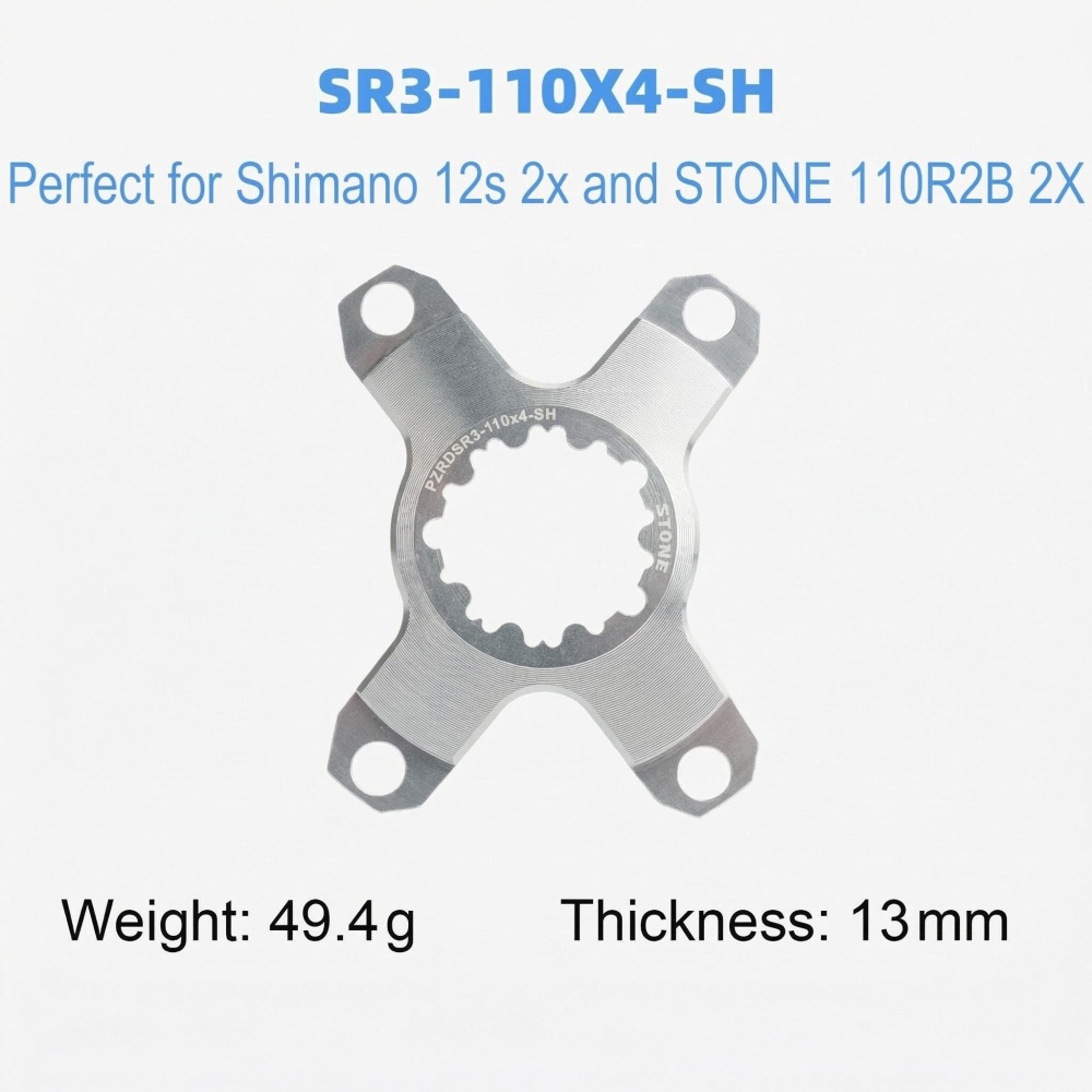 STONE chainring spider 110bcd 4 arms widen style for shimano chainring 12speed ec90 easton rotor aldhu axs force rival sram 3 bolts pins gxp R7100 R8100 R9200 AXS Flattop T-type 8 bolts pins  XPLR 12s 13s 2x speeed double chainring silver black