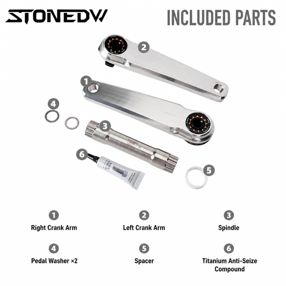 STONE  Road Bike Crankset Easton Interface 7075 Aluminum CNC Crank Arms with TC4 Titanium Spindle FC-RD005